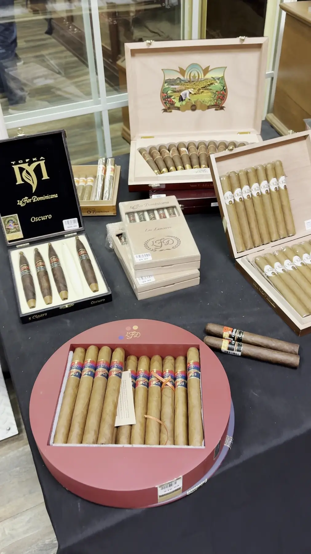 Cigar boxes on the counter