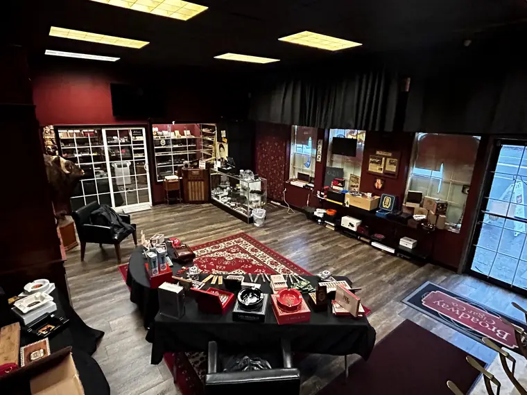 The walk-in humidor and lounge